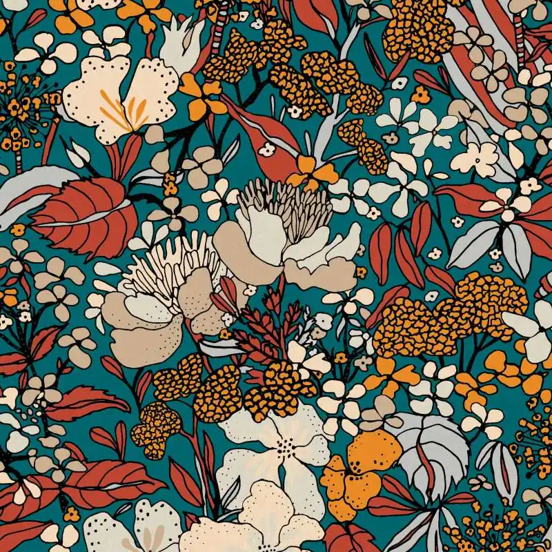Oferta Tapeta 37756-2 Floral Impression AS Creation kwiatowa w stylu retro z lat 70. - kolorowa, żółta, niebieska