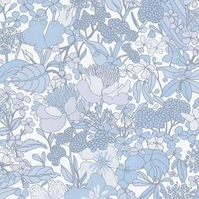 Tapeta 37756-6 Floral Impression AS Creation niebiesko-biała retro z lat 70. w kwiatowy wzór Bezpieczna płatność