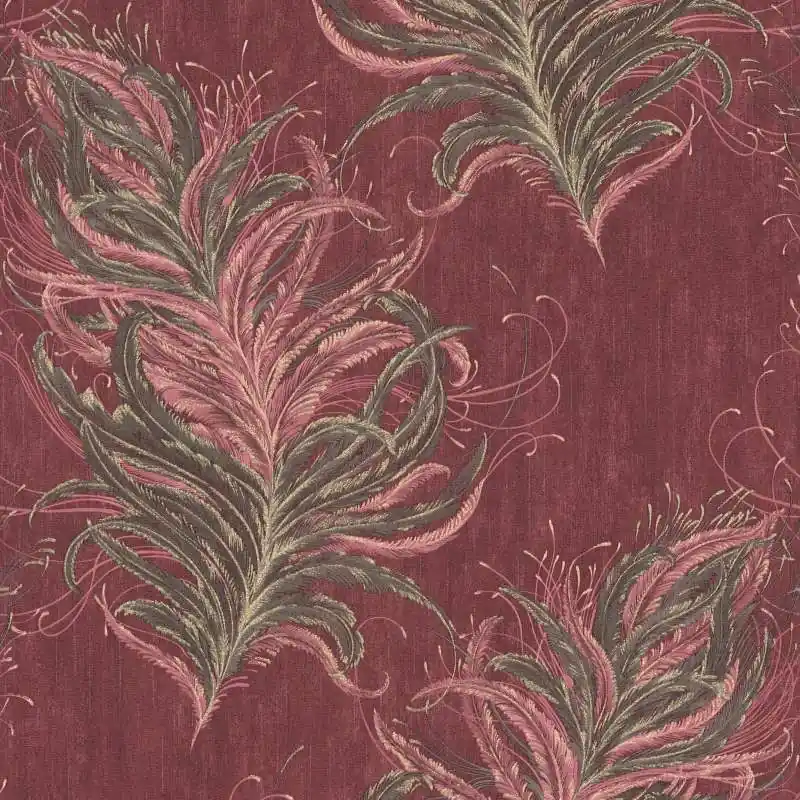 Darmowy zwrot Tapeta 38009-3 Mata Hari AS Creation czerwona z piórami, złotym wzorem i efektem tekstury