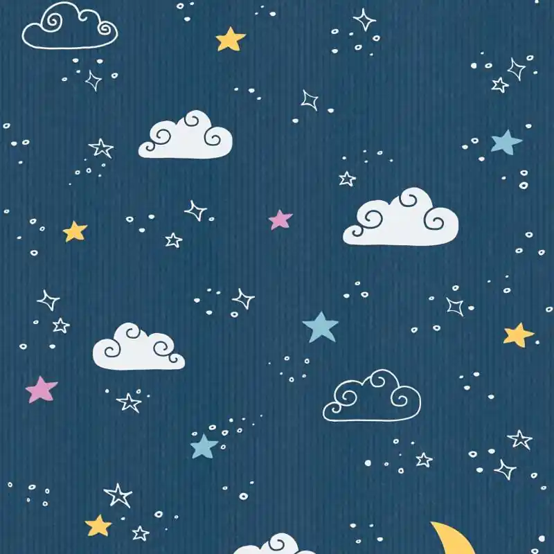 Tapeta 38141-1 Little Love AS Creation do pokoju dziecięcego nocne niebo – niebieski, biały, żółty Nowość