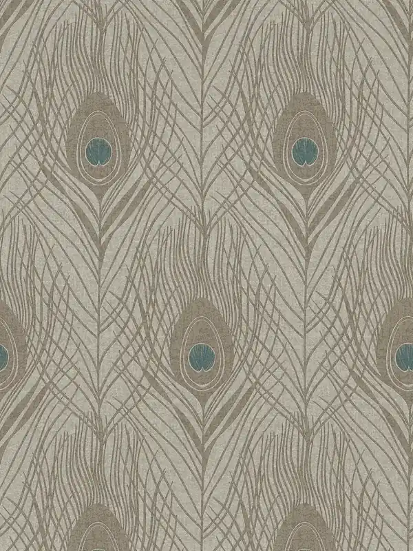 Sprawdź teraz Tapeta 36971-6 Absolutly Chic AS Creation brązowa flizelinowa z pawimi piórami - brąz, szary, niebieski