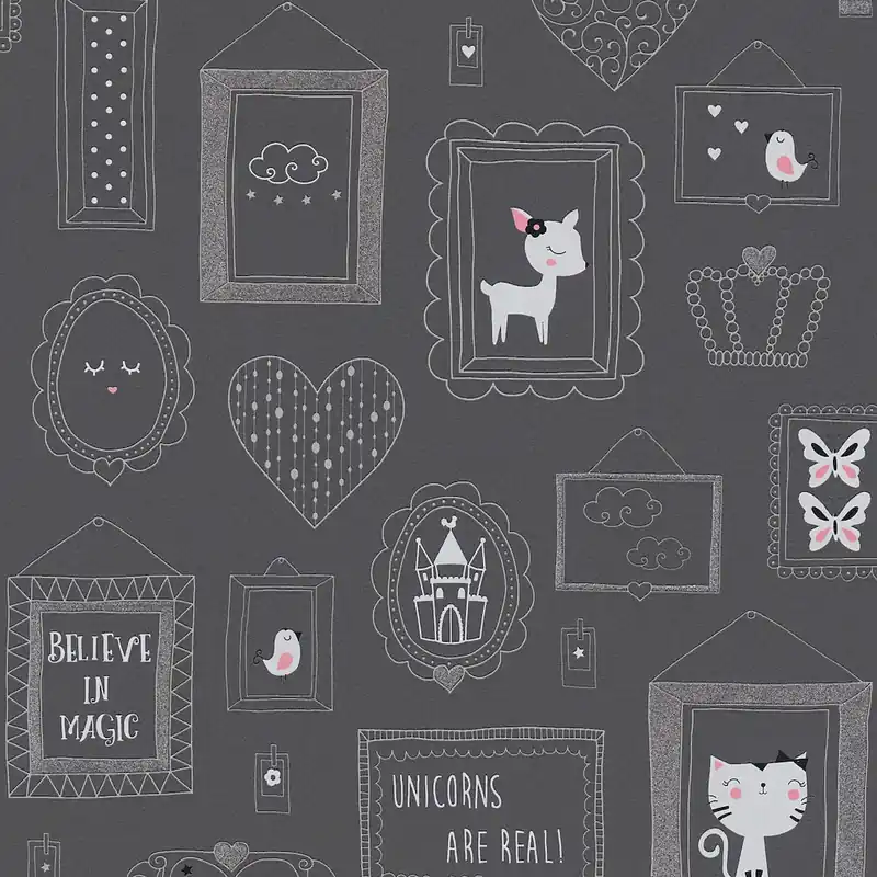 Tapeta 36991-3 Boys & Girls 6 AS Creation ciemna flizelinowa ze zwierzęcym wzorem do pokoju dziecięcego - szara, srebrna Nie przegap