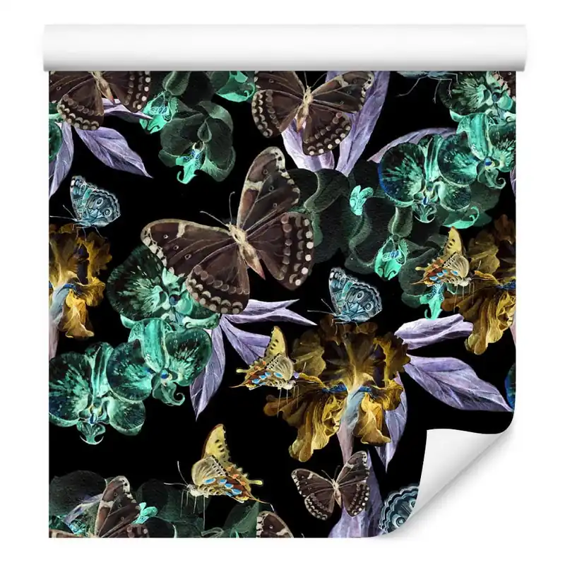 Oferta limitowana Tapeta Do Jadalni, Motyle, Kwiaty, Liście