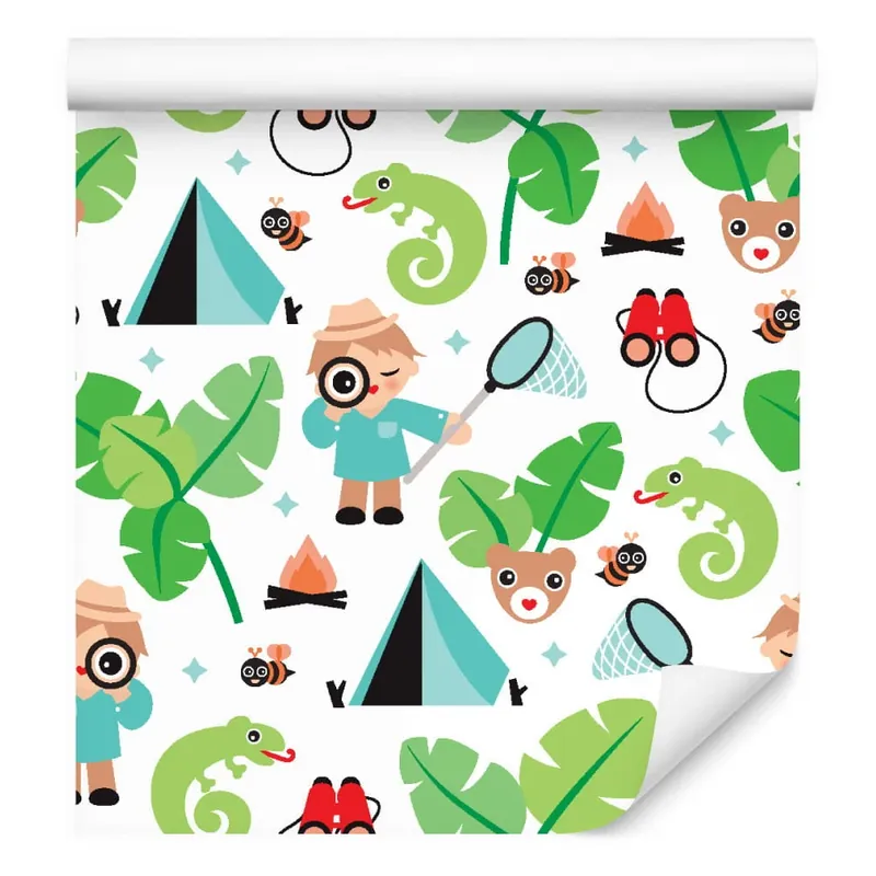 Tapeta Do Pokoju Chłopca Liście, Zieleń, Zwierzęta Wybór klientów