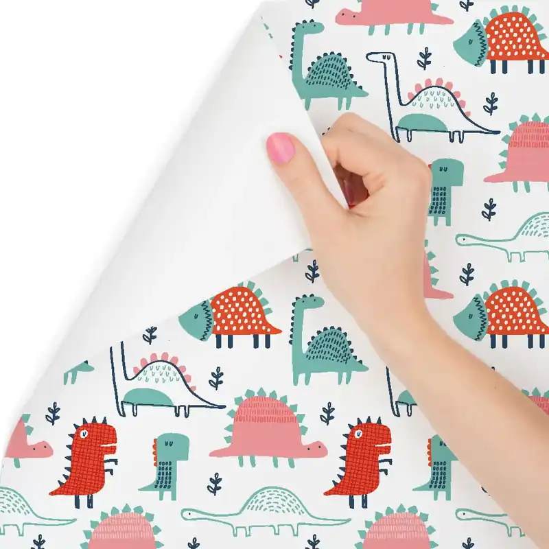 Tapeta Do Pokoju Dziecka Kolorowe Dinozaury Liście Popularny