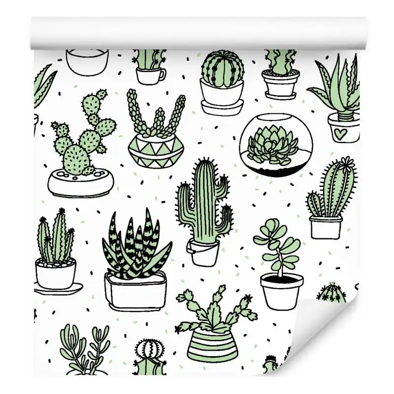 Tapeta Do Sypialni, Kaktusy W Stylu Skandynawskim Kup online