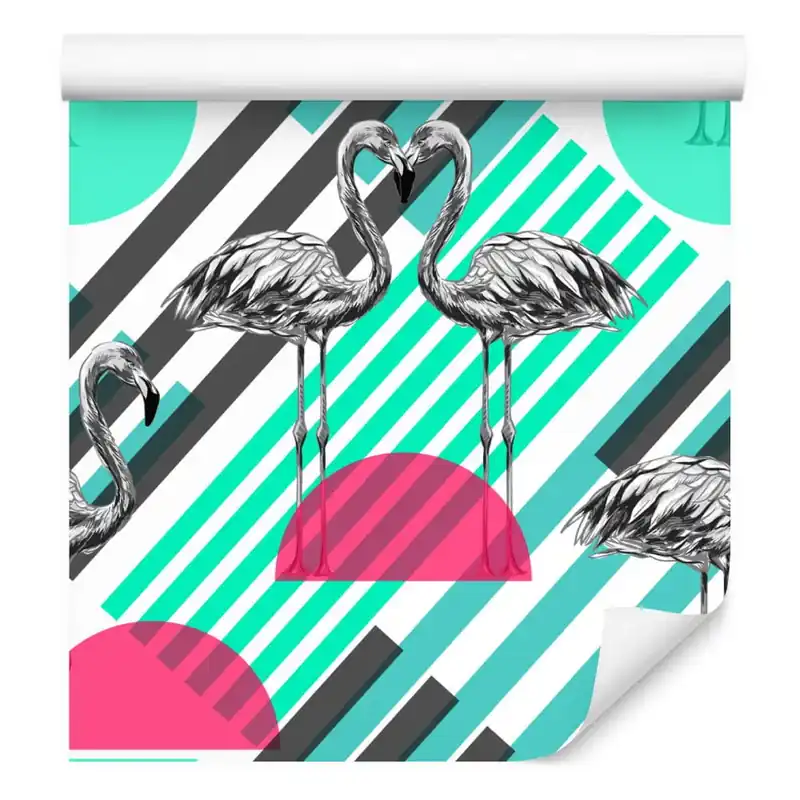 Kup online Tapeta Flamingi I Geometryczne Wzory