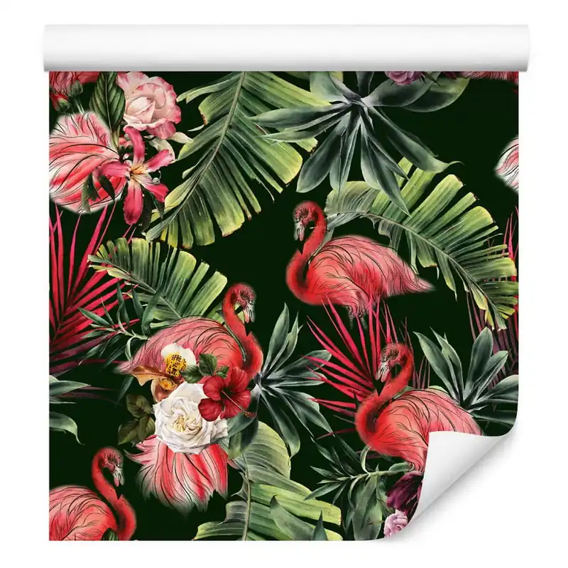 Oferta czasowa Tapeta Flamingi, Róże, Kwiaty, Zieleń, Do Sypialni