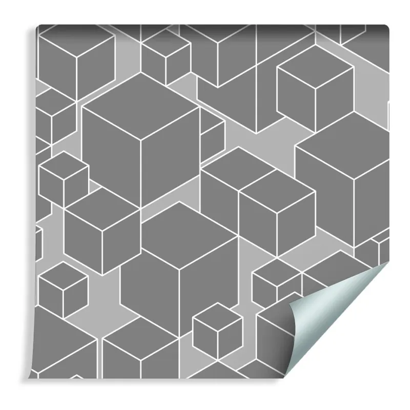Tapeta Geometryczna - Sześciany W Odcieniach Szarości Wyjątkowa oferta