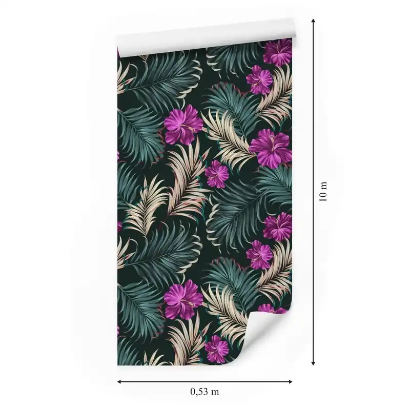 Tapeta Hibiskus Z Tropikalnymi Liśćmi Oferta limitowana