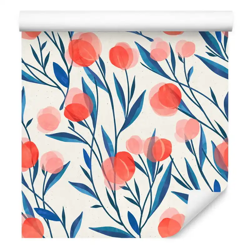 Oferta Tapeta Kolorowe Retro Kwiaty I Liście