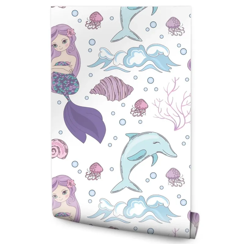 Oferta limitowana Tapeta Kolorowe Syrenki I Delfiny