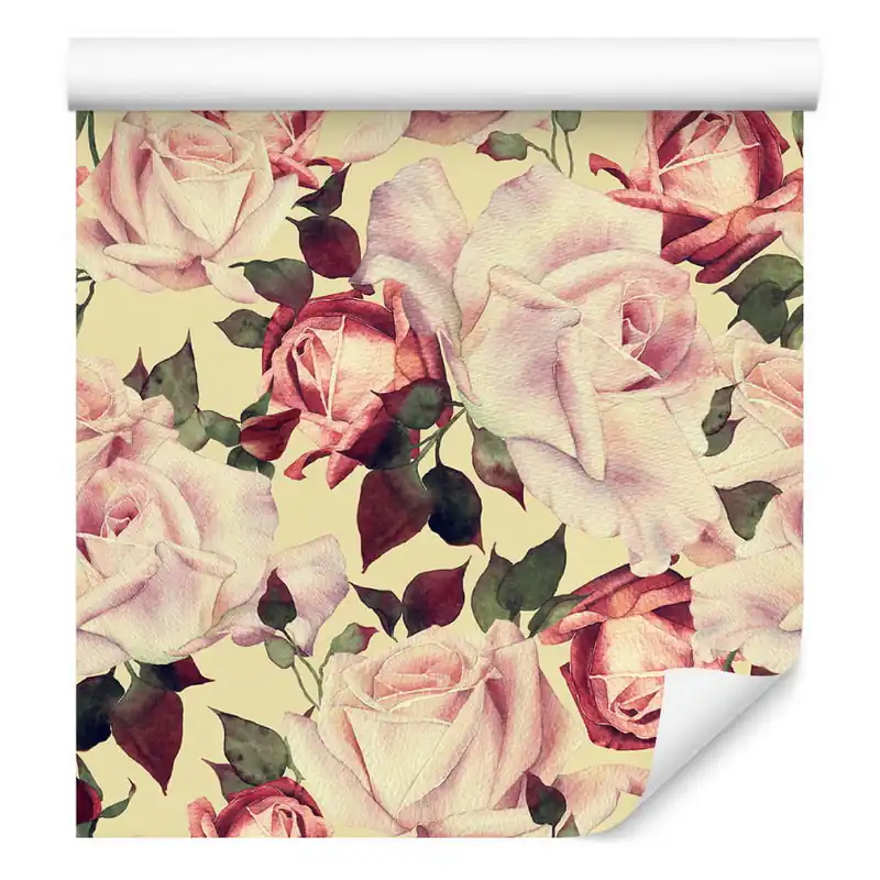 Tapeta Kwiaty Róże W Stylu Vintage Akwarela Darmowa dostawa