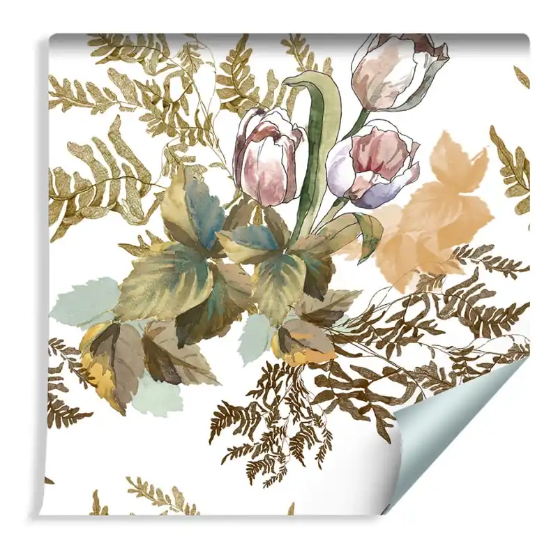 Tapeta Liście I Tulipany W Stylu Vintage Bestseller