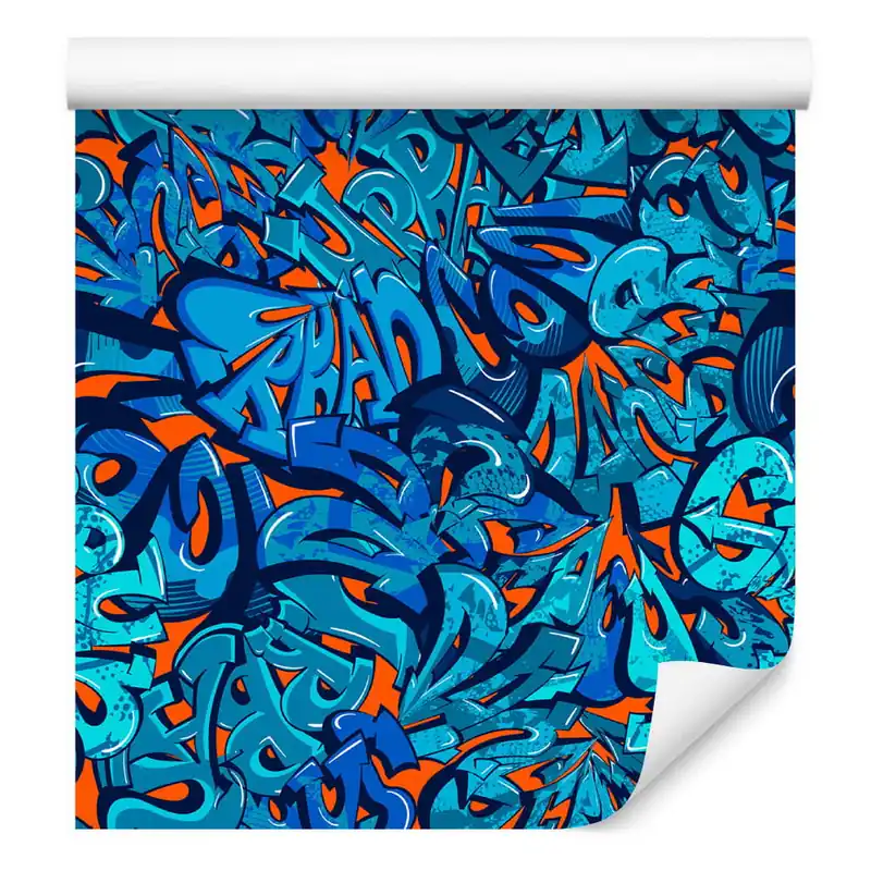 Kup online Tapeta Napisy Graffiti W Odcieniach Niebieskiego