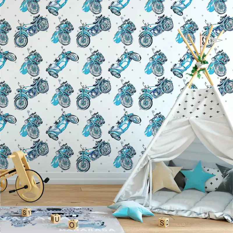 Nowy Tapeta Niebieskie Motocykle Vintage