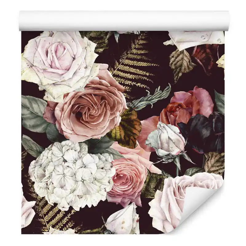 Tapeta Róże Liście Paproci Oferta