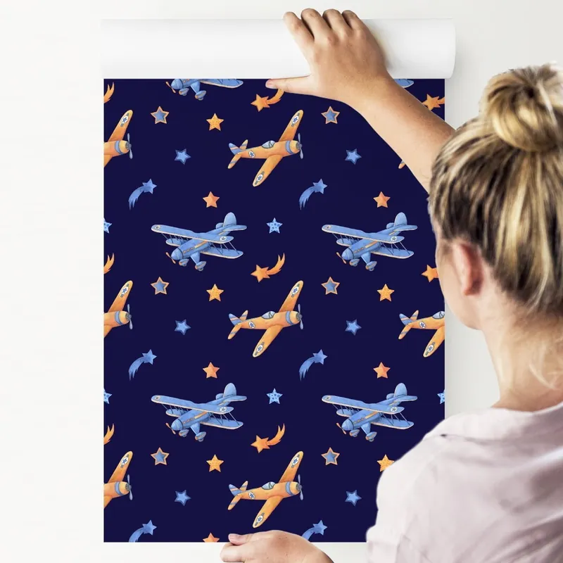 Tapeta Samoloty Retro Z Gwiazdkami Zamów teraz