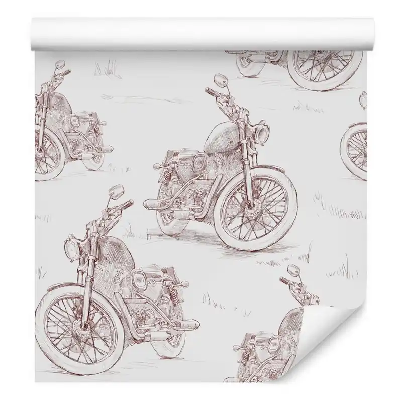 Niska cena Tapeta Szkicowane Retro Motocykle 3D