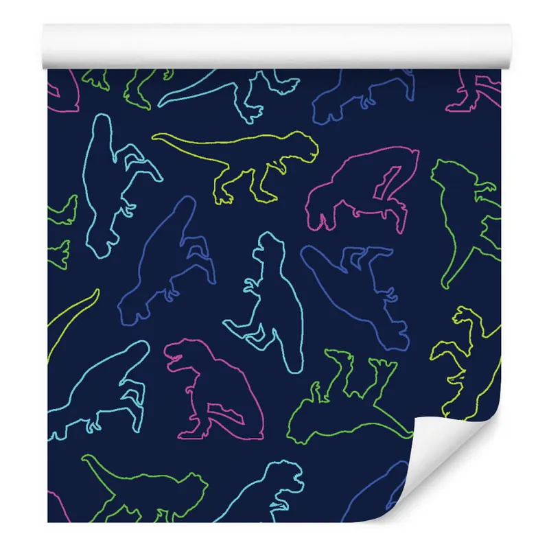 Tapeta W Kolorowe Dinozaury, Do Pokoju Dziecka Oferta limitowana