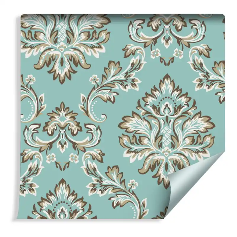 Nie przegap Tapeta Turkusowa - Ornament W Stylu Barokowym