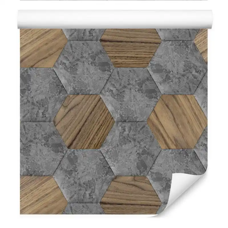 Tapeta Wzór Beton Drewno 3D Tani