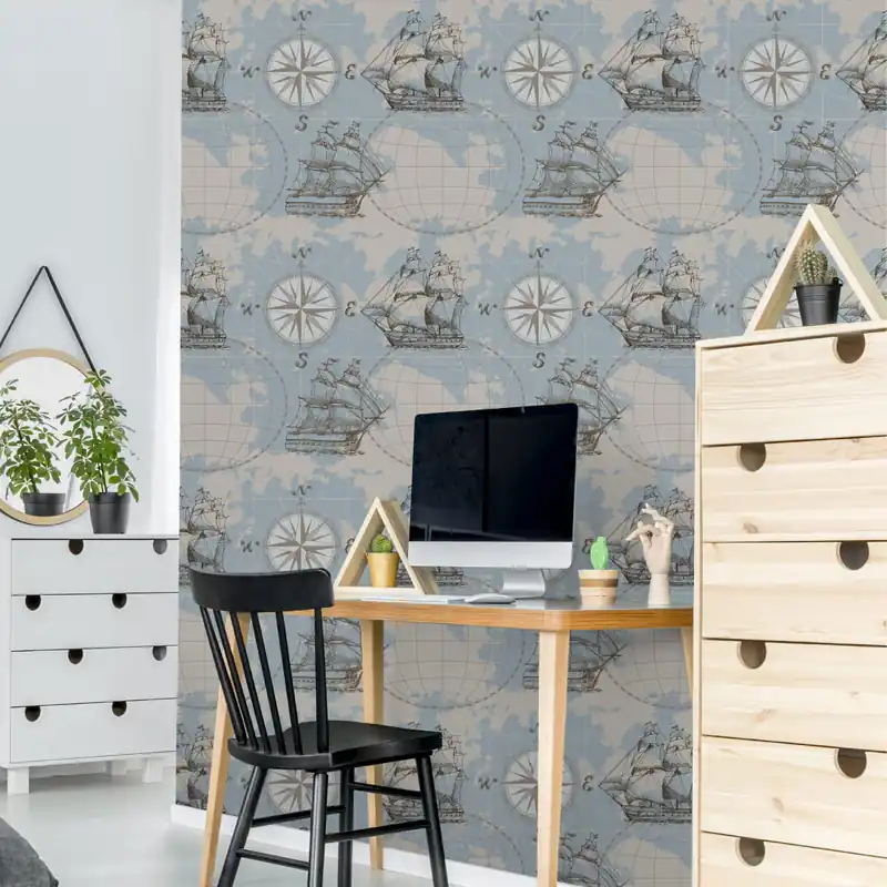 Kup online Tapeta Żaglówki Na Tle Mapy