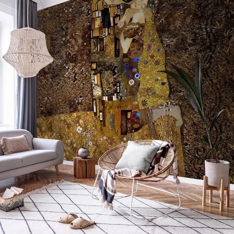 Wysoka jakość Fototapeta - Inspiracja Klimtem: Złoty pocałunek