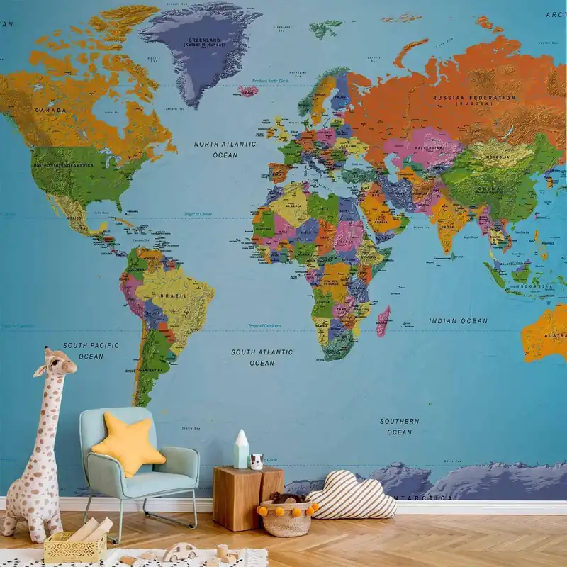Fototapeta - Mapa świata: Kolorowa geografia Szybka wysyłka
