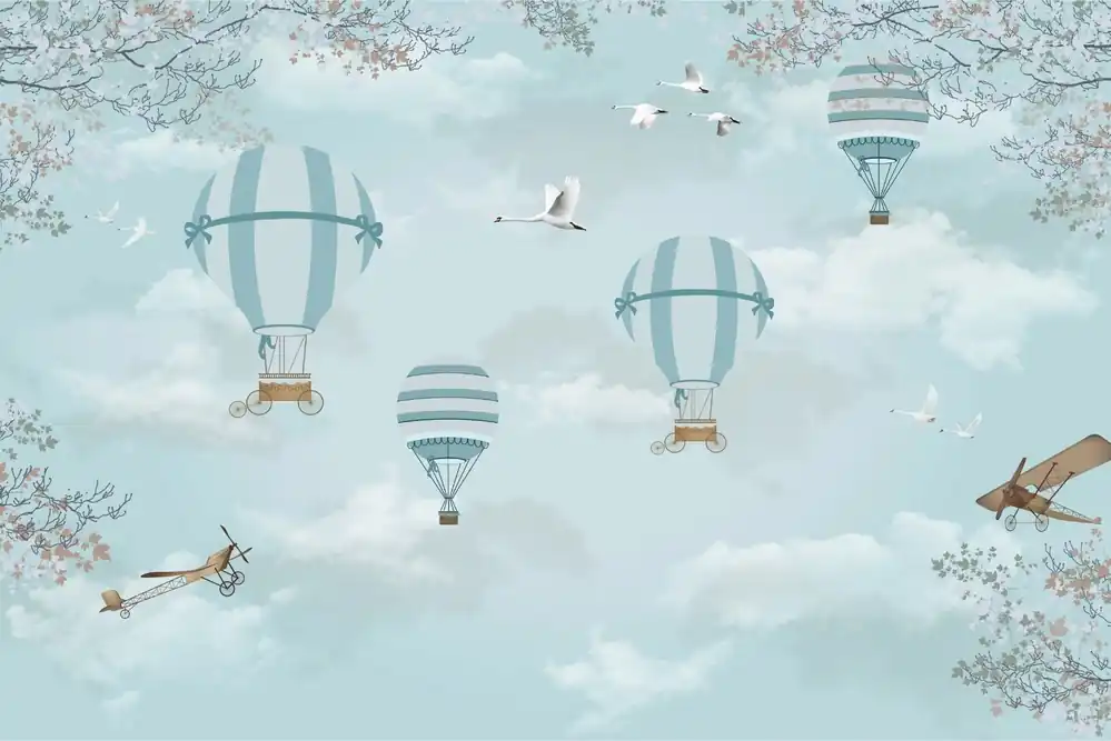 Super okazja Fototapeta Balony I Samoloty Retro