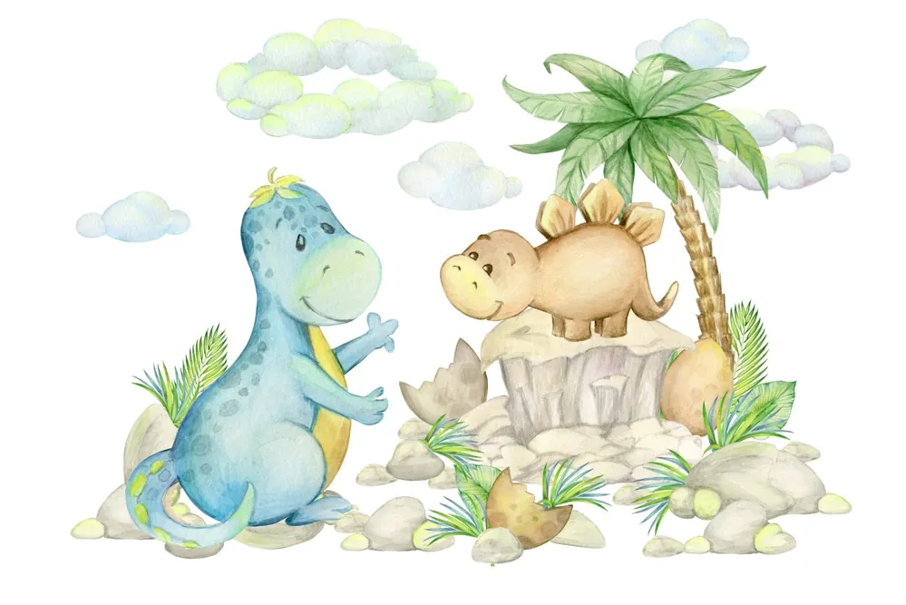 Popularny Fototapeta Małe Dinozaury Na Kamieniach