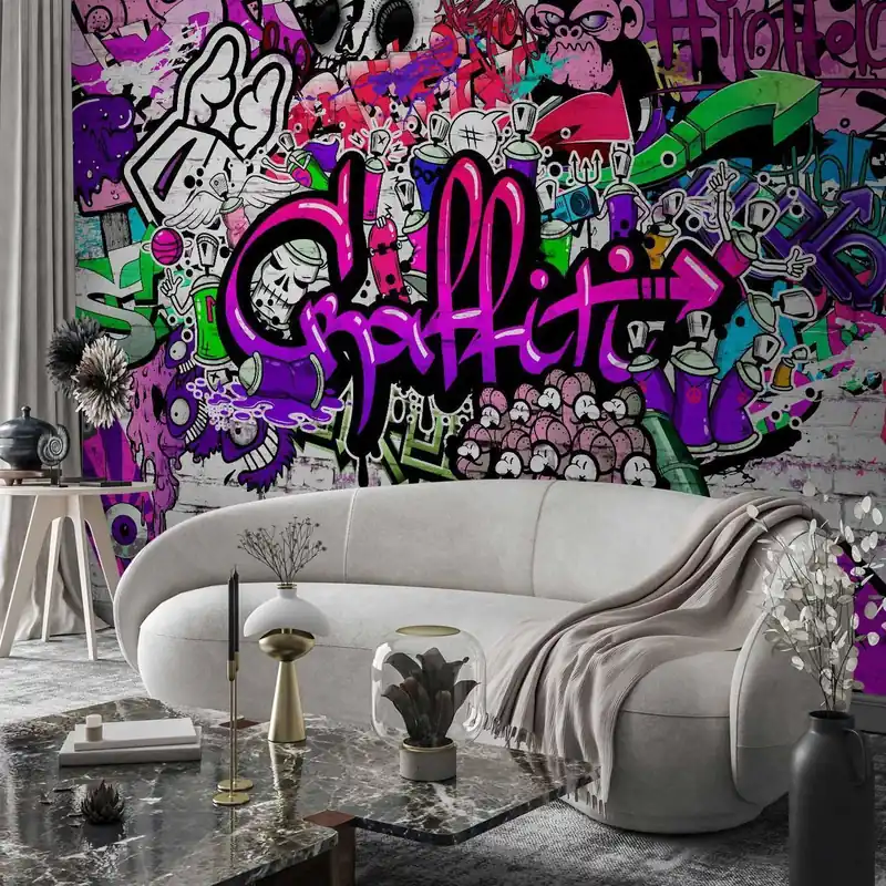 Ograniczona ilość Fototapeta - Foletowe graffiti