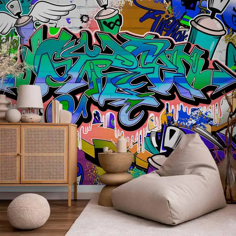 Bestseller Fototapeta - Grafiti: niebieski motyw