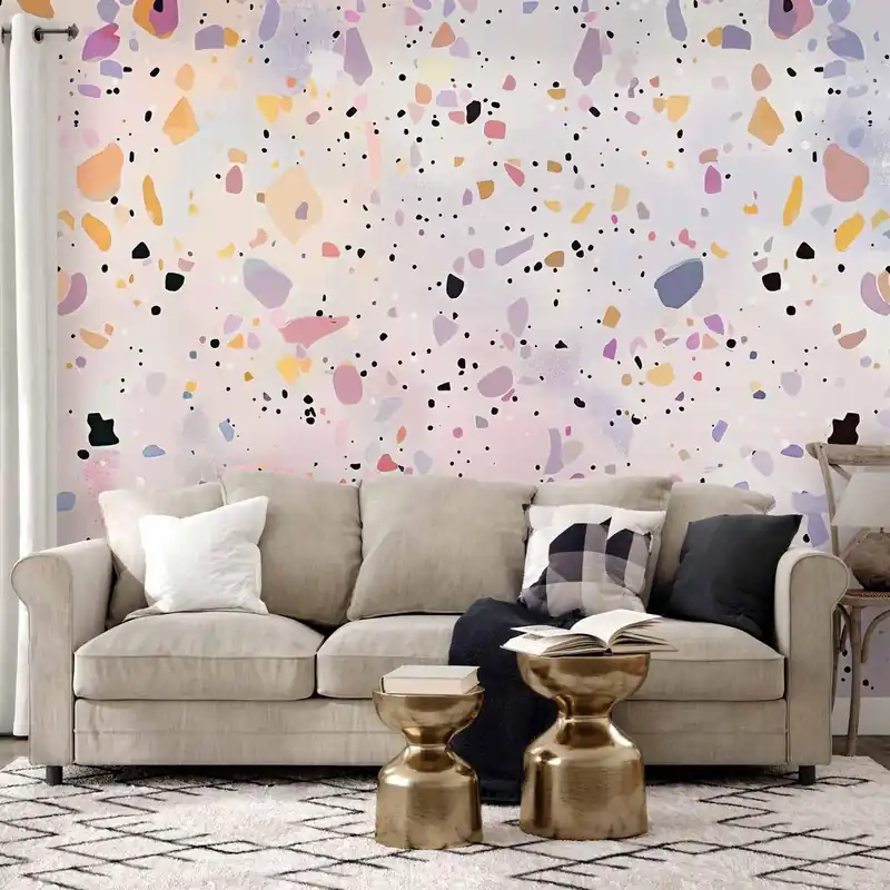Szybka dostawa Fototapeta - Lastriko w stylu confetti fioletowo-różowy kolorowy wzór