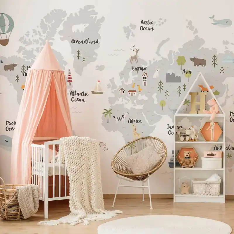 Fototapeta - Minimalistyczna Mapa do pokoju dziecięcego Hit sprzedaży