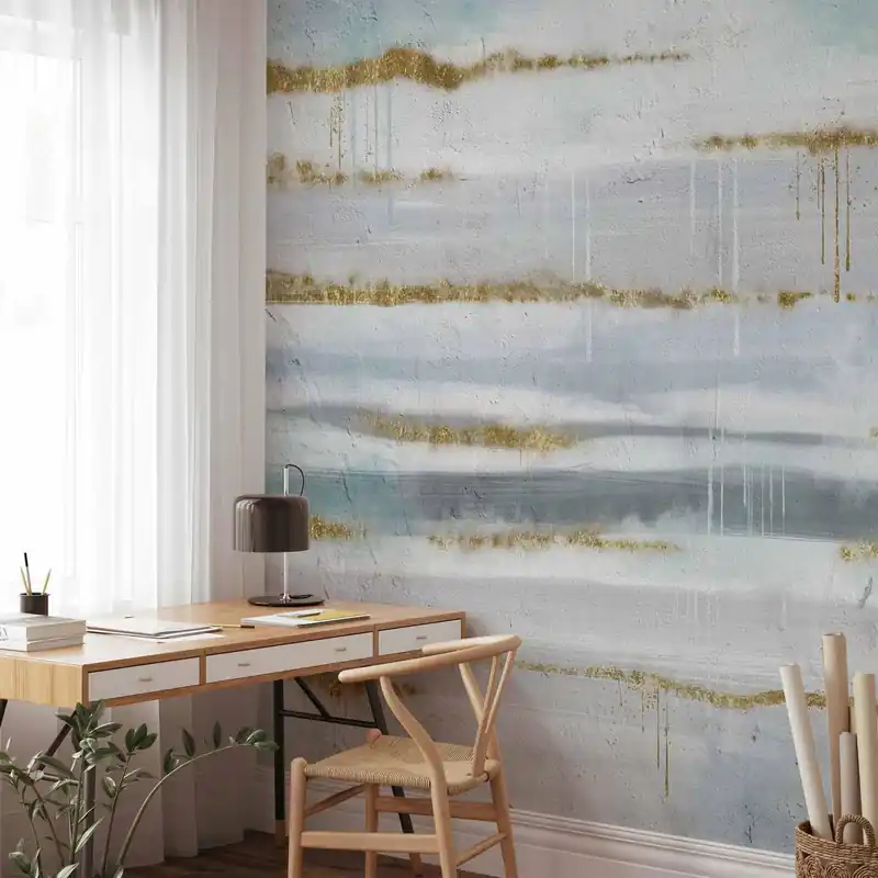 Fototapeta - Modernistyczne tło - deseń w abstrakcyjne pasy ze złotymi deseniami Oferta
