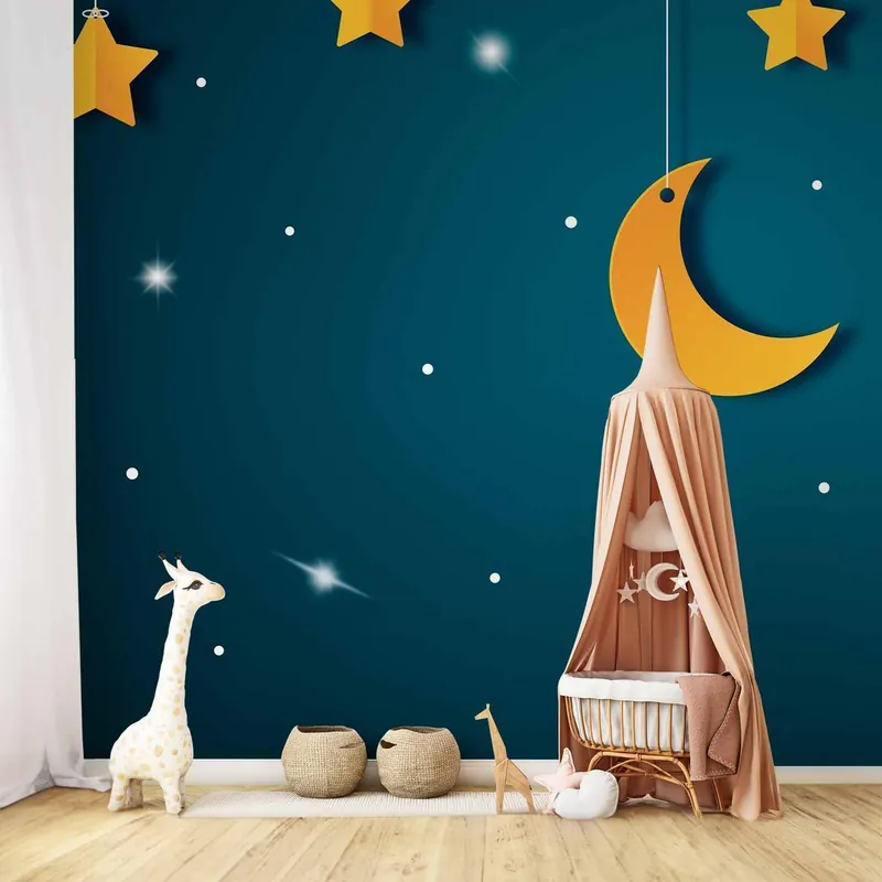 Oferta czasowa Fototapeta - Nieboskłon - pejzaż turkusowego nieba nocą z gwiazdami dla dzieci