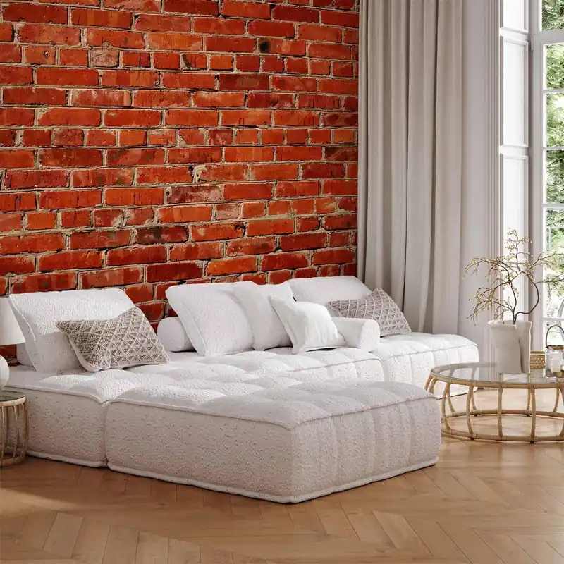 Fototapeta - Stara ściana - mur z czerwonej cegły w stylu retro Niska cena