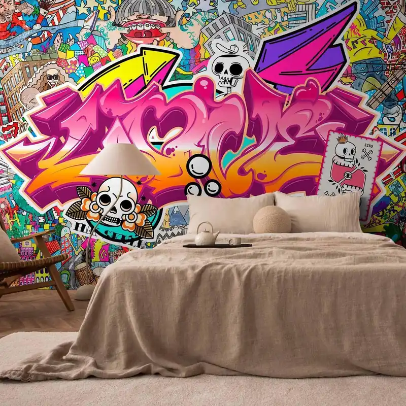 Ostatnia szansa Fototapeta - Sztuka ulicy - abstrakcyjny miejski kolorowy mural graffiti z napisem