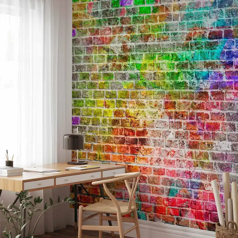 Fototapeta - Tęczowy mur Szybka dostawa