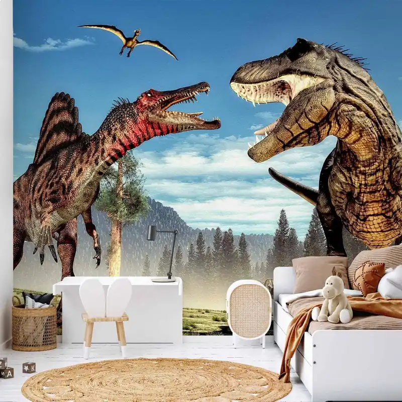 Fototapeta - Walka dinozaurów Bezpieczna płatność