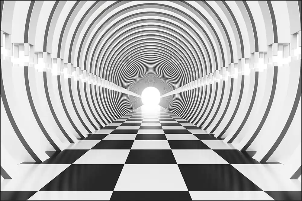 Ograniczona ilość Fototapeta 3D Tunel - Czarno-Biała