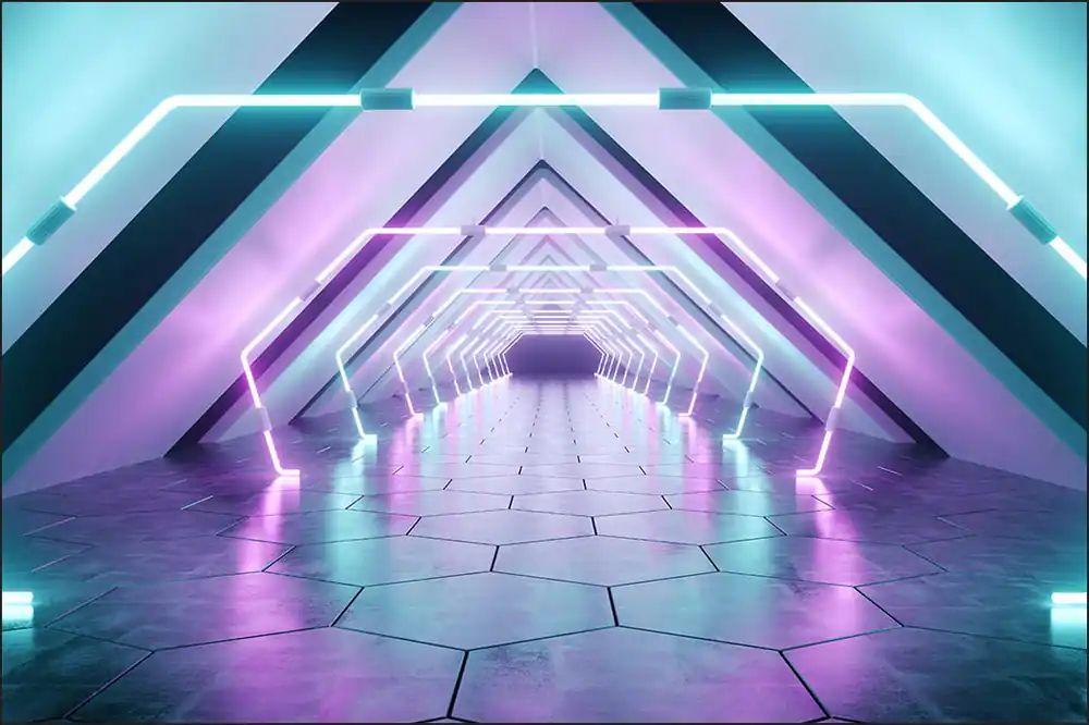 Łatwy zwrot Fototapeta 3D Tunel - Neony