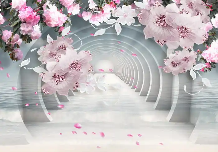 Dodaj do koszyka Fototapeta 3D Wallpaper Pink Jewelry Flowers