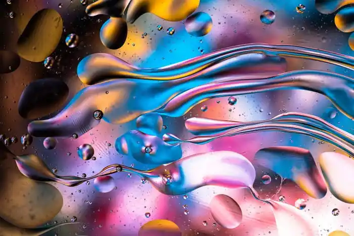 Oferta Fototapeta Abstract Colorful Liquid Water Splash And Bubbles Background. Macro Photography