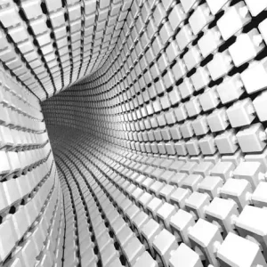 Wysoka jakość Fototapeta Abstract Geometric Background With A Tunnel Going To Perspective. 3D Render