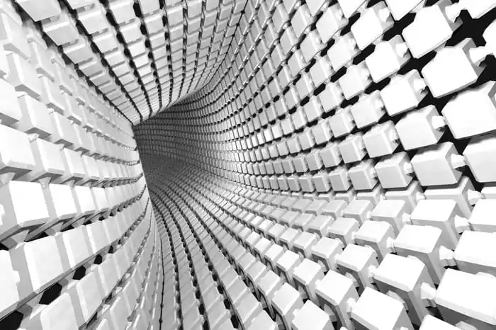 Wysoka jakość Fototapeta Abstract Geometric Background With A Tunnel Going To Perspective. 3D Render