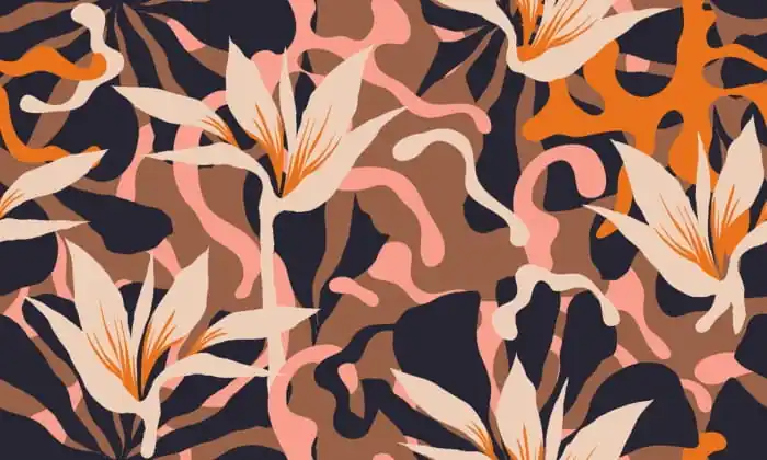 Fototapeta Abstract Jungle Plants Pattern. Creative Collage Contemporary Floral Seamless Pattern. Fashionable Template For Design. Łatwy zwrot