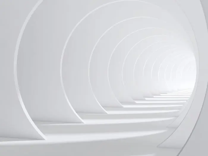 Fototapeta Abstract White Bent 3D Tunnel Zniżka