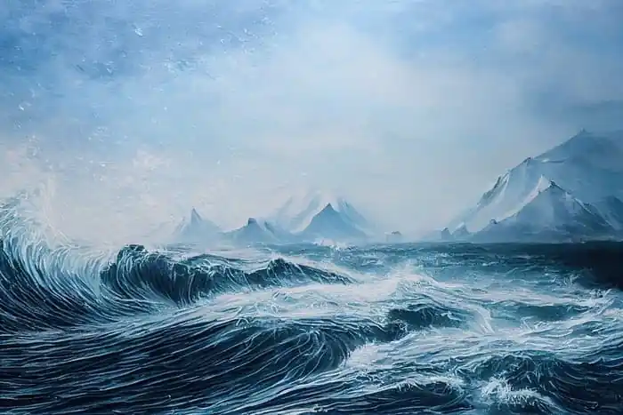 Niska cena Fototapeta Abyss, Ocean Waves, Seascape Hand Drawn Oil